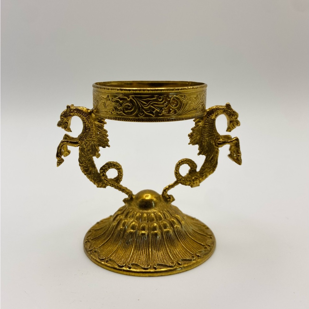 SOLD Vintage Brass Dragon Egg Stand